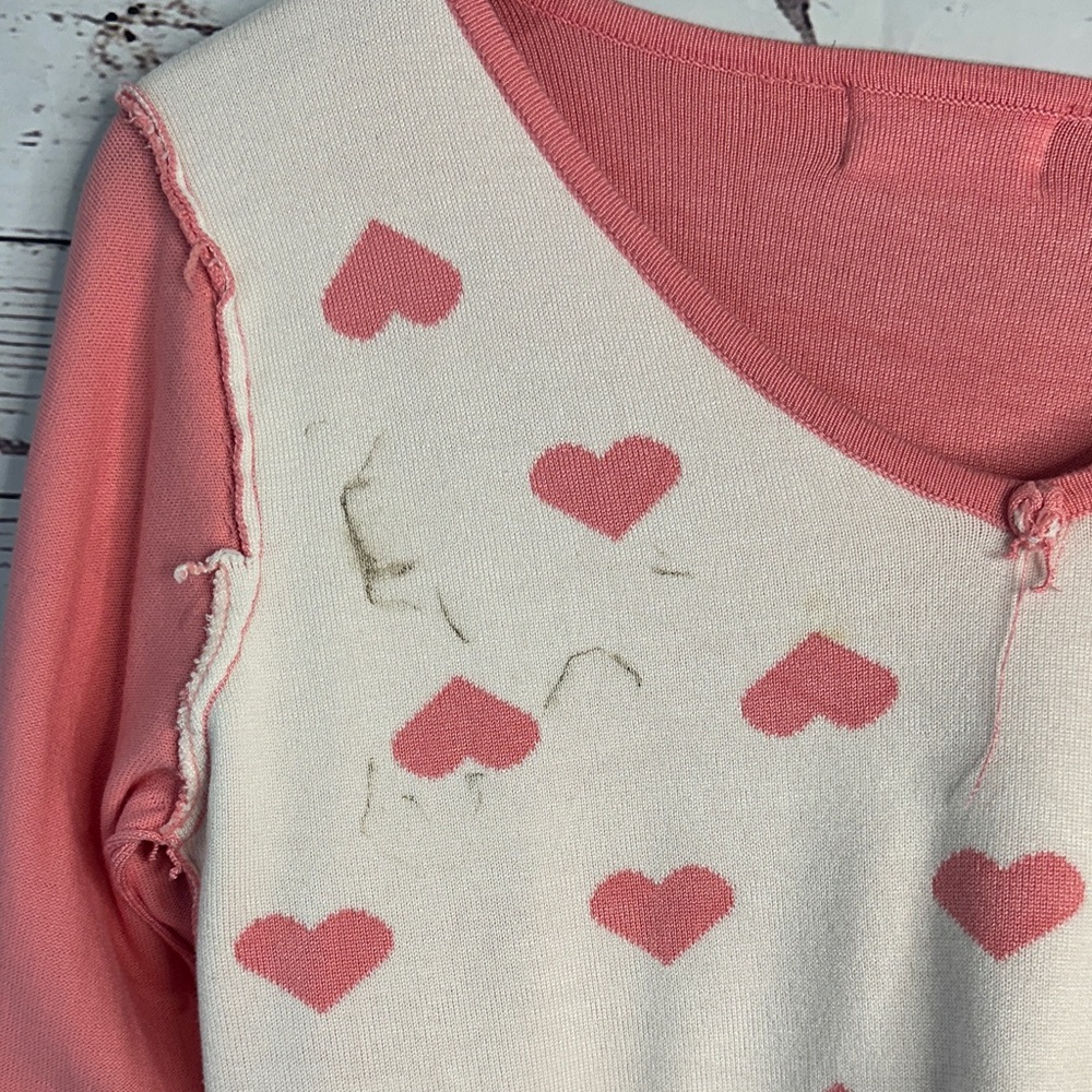 Lovely Pink Heart V-Neck Sweater - Picture 6 of 6
